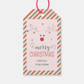 Schattige Grappig Roze Rood Vrolijk Kerstfeest Cadeaulabel (Voorkant)