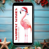 Schattige Grappig Santa Flamingo Tropisch Strand K Feestdagenkaart