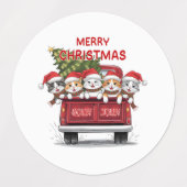 Schattige & Grappig Santa Kitty Cat Kerstmis Labels (Design 1)