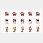 Schattige & Grappig Santa Kitty Cat Kerstmis Labels (Vel)