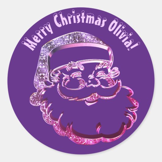 Schattige Grappig Sinterklaas Elegant Modern Paars Ronde Sticker (Voorkant)
