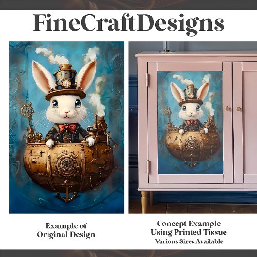 Schattige Grappig Steampunk Konijn In Boot G2R Dec Tissuepapier