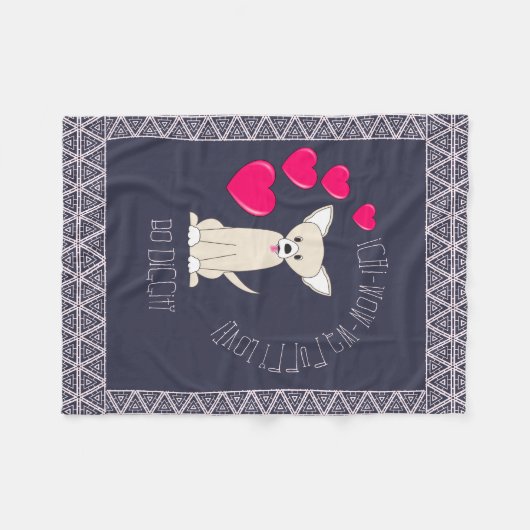 Schattige Grappig Tan Chihuahua Patroon Fleece Deken (Voorkant (Horizontaal))