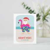 Schattige Grappig Tropisch Strand Kerstman in juli Feestdagenkaart (Staand voorkant)