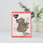 Schattige Grappig Valentijnsdag Beer Bloemen Brief Briefkaart (Staand voorkant)