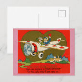 Schattige Grappig  Valentijnsdag Vliegtuiggedicht Briefkaart (Voorkant / Achterkant)