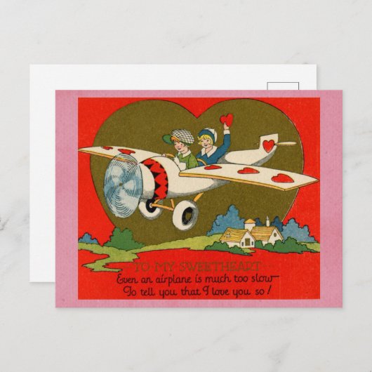 Schattige Grappig Valentijnsdag Vliegtuiggedicht Briefkaart (Voorkant / Achterkant)