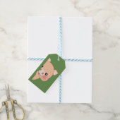 Schattige grappig varken paardrijden - Peeping Cadeaulabel (Met Touw)