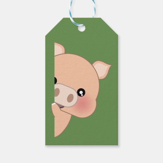 Schattige grappig varken paardrijden - Peeping Cadeaulabel (Voorkant)