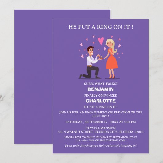 Schattige & Grappig Verlovingsfeest Kaart (Voorkant / Achterkant)