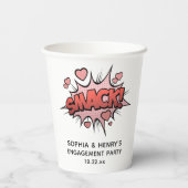 Schattige Grappig Verlovingsfeest Retro Bruiloft Papieren Bekers (Achterkant)