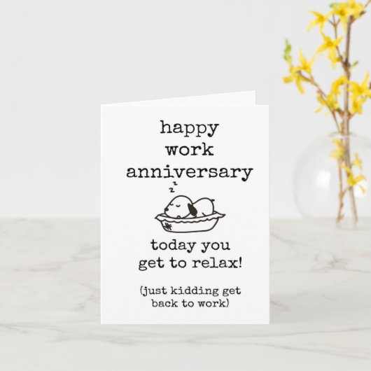 Schattige, Grappig, Werk Jubileum Kaart, Puppy Kaart (Gele Bloem)