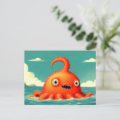 Schattige Grappig Zee Monster Briefkaart (Staand voorkant)