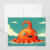 Schattige Grappig Zee Monster Briefkaart (Voorkant / Achterkant)
