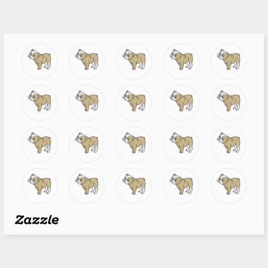 Schattige Grappig Zittende Bulldogs Ronde Sticker (Vel)