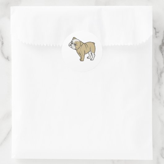 Schattige Grappig Zittende Bulldogs Ronde Sticker (Tas)