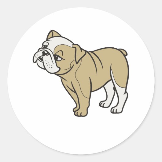 Schattige Grappig Zittende Bulldogs Ronde Sticker (Voorkant)