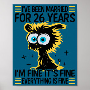 Schattige Grappige 26e Huwelijksverjaardag Koppels Poster