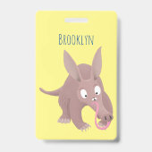 Schattige grappige aardvark cartoon badge (Achterkant)
