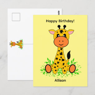 Schattige grappige baby-giraffe voor verjaardag  briefkaart