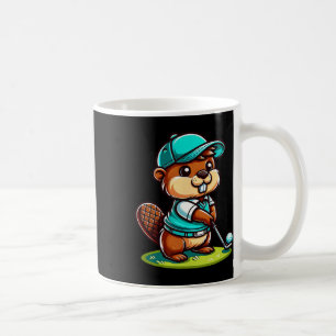Schattige Grappige Bever Golf Golfer Sport Bal Swi Koffiemok