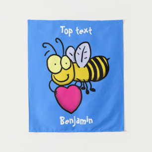 Schattige grappige bij met hart cartoon illustrati wandkleed