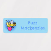 Schattige grappige bij met hart cartoon personalis labels (Design 2)