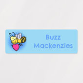 Schattige grappige bij met hart cartoon personalis labels (Design 1)