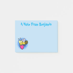 Schattige grappige bij met hart tekenfilmillustrat post-it® notes