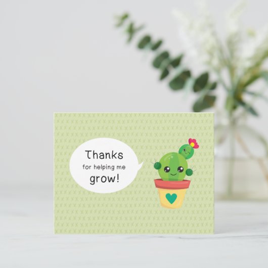 Schattige Grappige Cactus Bedankt dat je me hebt g Briefkaart (Staand voorkant)