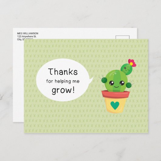 Schattige Grappige Cactus Bedankt dat je me hebt g Briefkaart (Voorkant / Achterkant)