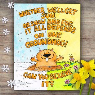 Schattige & grappige cartoon Groundhog Day Briefkaart