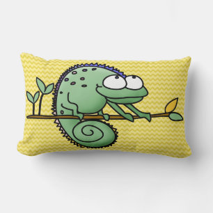 Schattige Grappige Cartoon Kameleon Groene Hagedis Kussen
