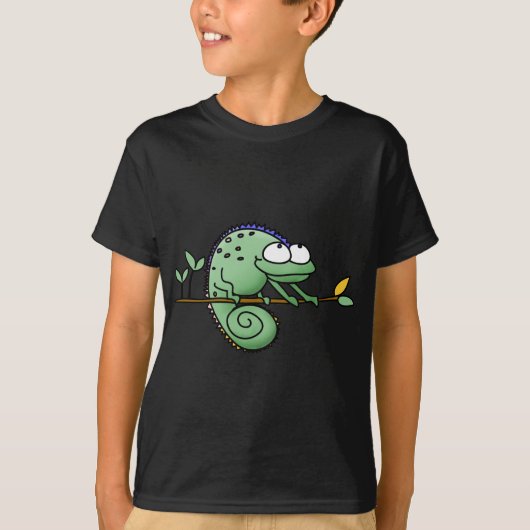 Schattige Grappige Cartoon Kameleon Groene Hagedis T-shirt (Voorkant)