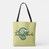 Schattige Grappige Cartoon Kameleon Groene Hagedis Tote Bag (Achterkant)