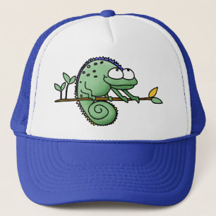 Schattige Grappige Cartoon Kameleon Groene Hagedis Trucker Pet