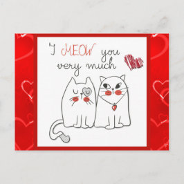Schattige Grappige Cartoon Kat Liefde Briefkaart