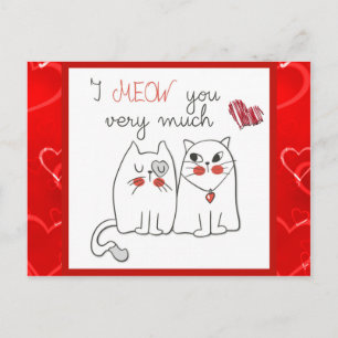 Schattige Grappige Cartoon Kat Liefde Briefkaart