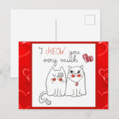 Schattige Grappige Cartoon Kat Liefde Briefkaart (Voorkant / Achterkant)