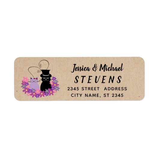 Schattige grappige cartoon kattekoppel etiket (Voorkant)