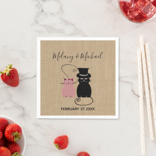 Schattige grappige cartoon katten in love jute servet (Insitu)