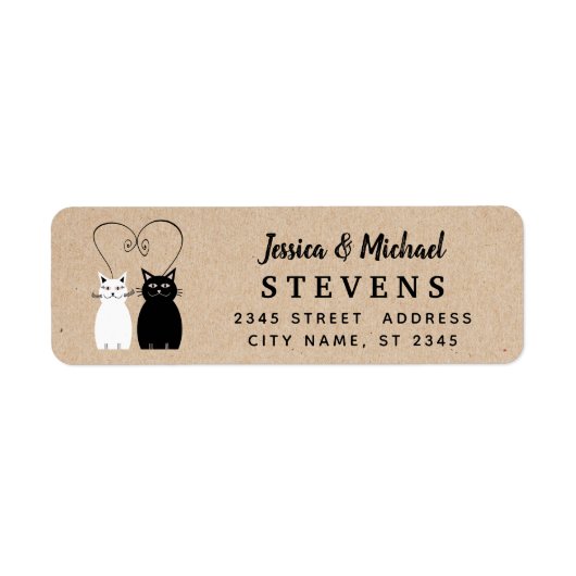 Schattige grappige cartoon katten uit liefde etiket (Voorkant)