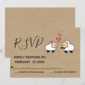 Schattige grappige cartoon schaap verliefd RSPV Kaart (Voorkant / Achterkant)