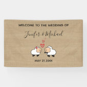 Schattige grappige cartoon-schapen verliefd op jut spandoek (Horizontaal)
