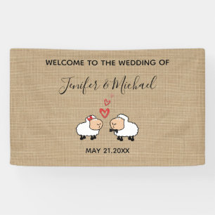 Schattige grappige cartoon-schapen verliefd op jut spandoek