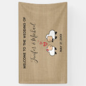 Schattige grappige cartoon-schapen verliefd op jut spandoek (Verticaal)