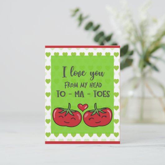 Schattige Grappige Cartoon Tomaten Ik Hou Van Jou Briefkaart (Staand voorkant)