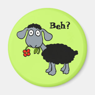 Schattige Grappige Cartoon Zwarte Schaap met Bloem Magneet