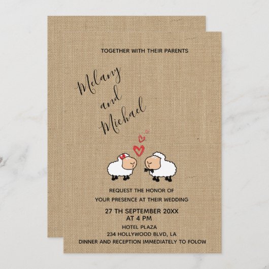 Schattige grappige cartoons schaap uit liefde begr kaart (Voorkant / Achterkant)