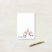 Schattige grappige cartoons uit liefde post-it® notes (Op bureau)